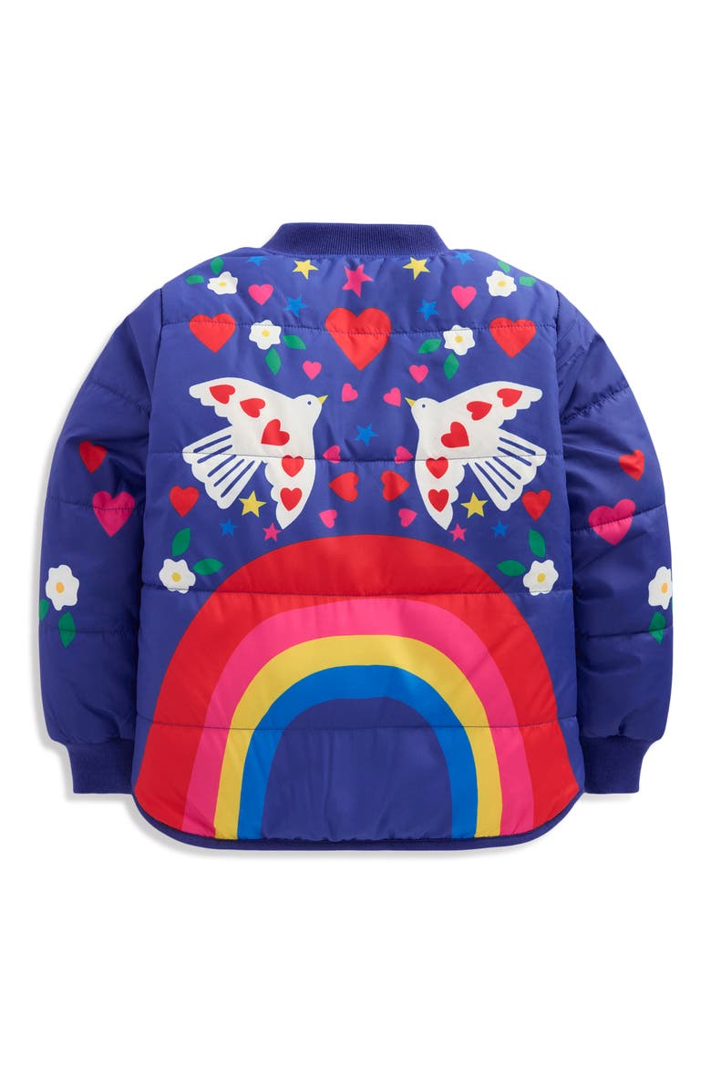 Kids' Fun Quilted Bomber Jacket, Alternate, color, NAVY PLACEMENT PRINT