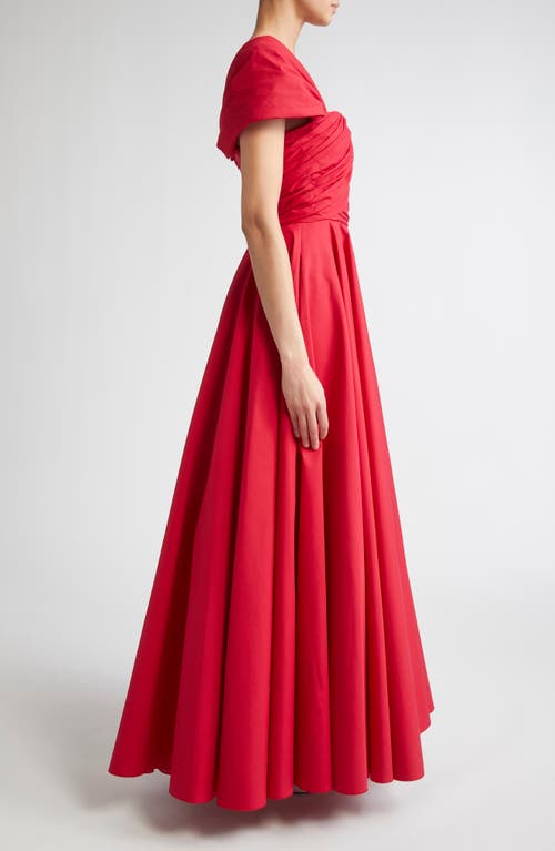 Giambattista Valli Convertible Neckline Cotton Poplin Ballgown In Red
