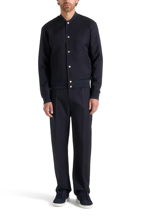 Savin Pinstripe Bomber Jacket