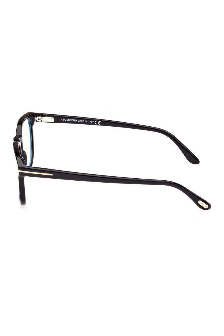 53mm Square Blue Light Blocking Glasses, Alternate, color, SHINY BLACK
