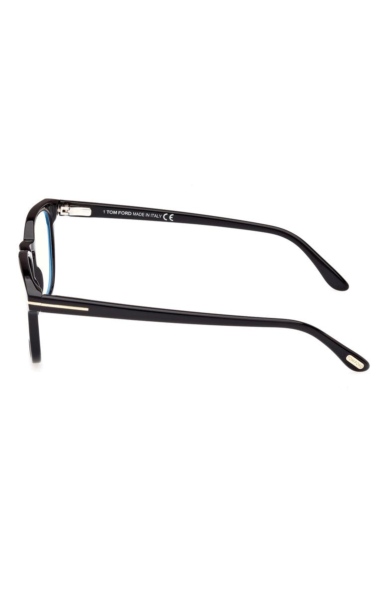 TOM FORD 53mm Square Blue Light Blocking Glasses, Alternate, color, Shiny Black