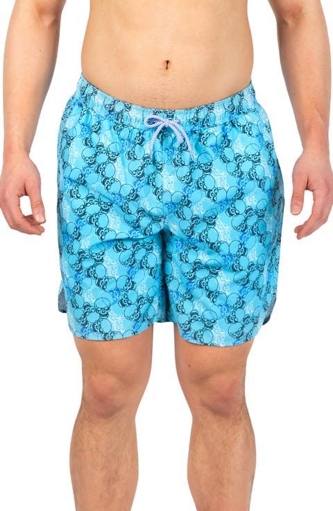 Skulls Print Swim Trunks