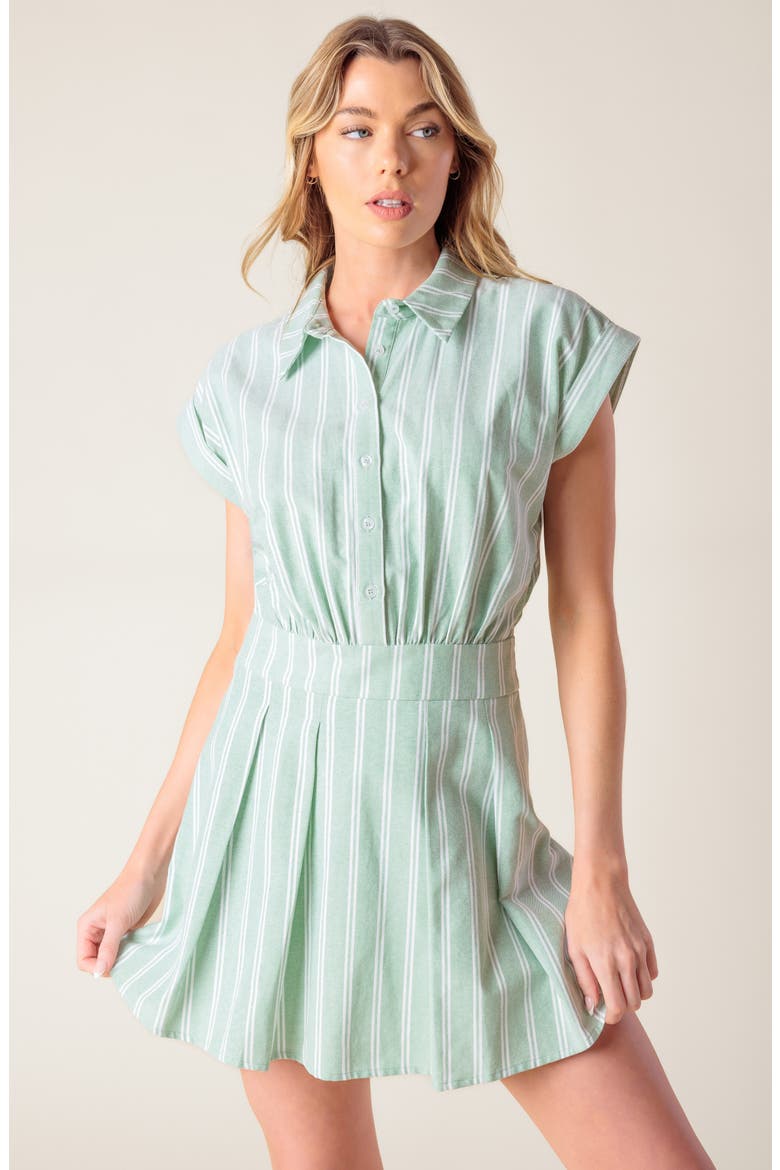 Striped Collared Romper, Alternate, color, SAGE
