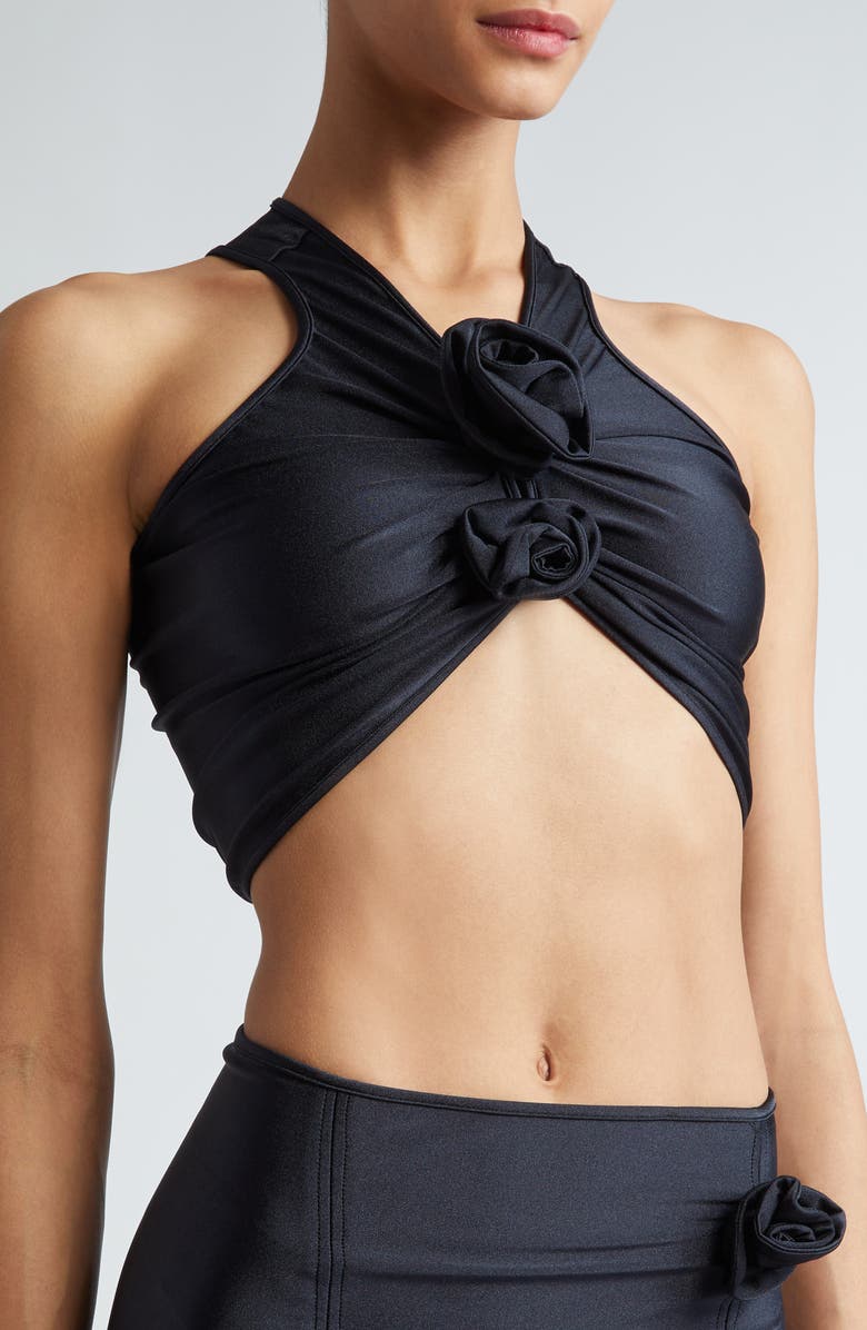 Coperni Rosette Racerback Stretch Jersey Crop Top, Alternate, color, 