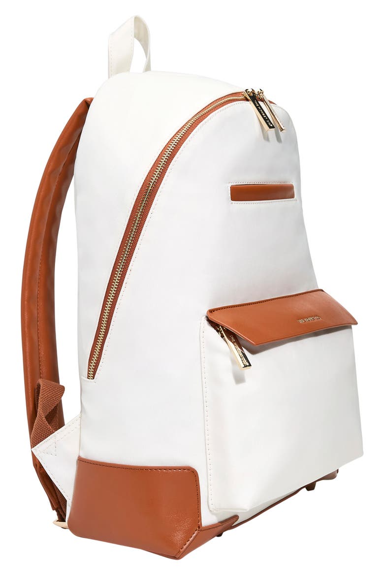 Uptown Coated Canvas Diaper Backpack, Alternate, color, CREAM/ COGNAC