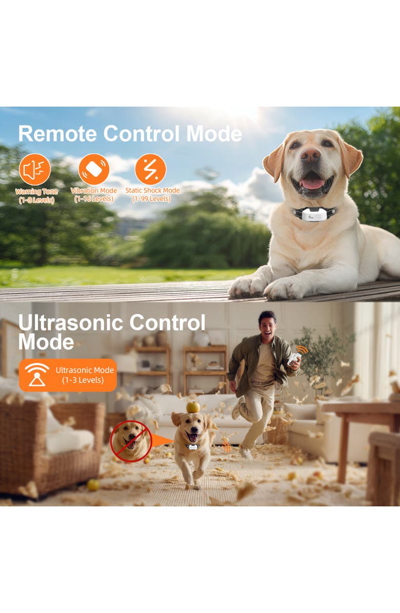 TATA PupGuide 3000 Pro 2 In 1 Ultrasonic Dog Remote Trainer Collar, Alternate, color, Black
