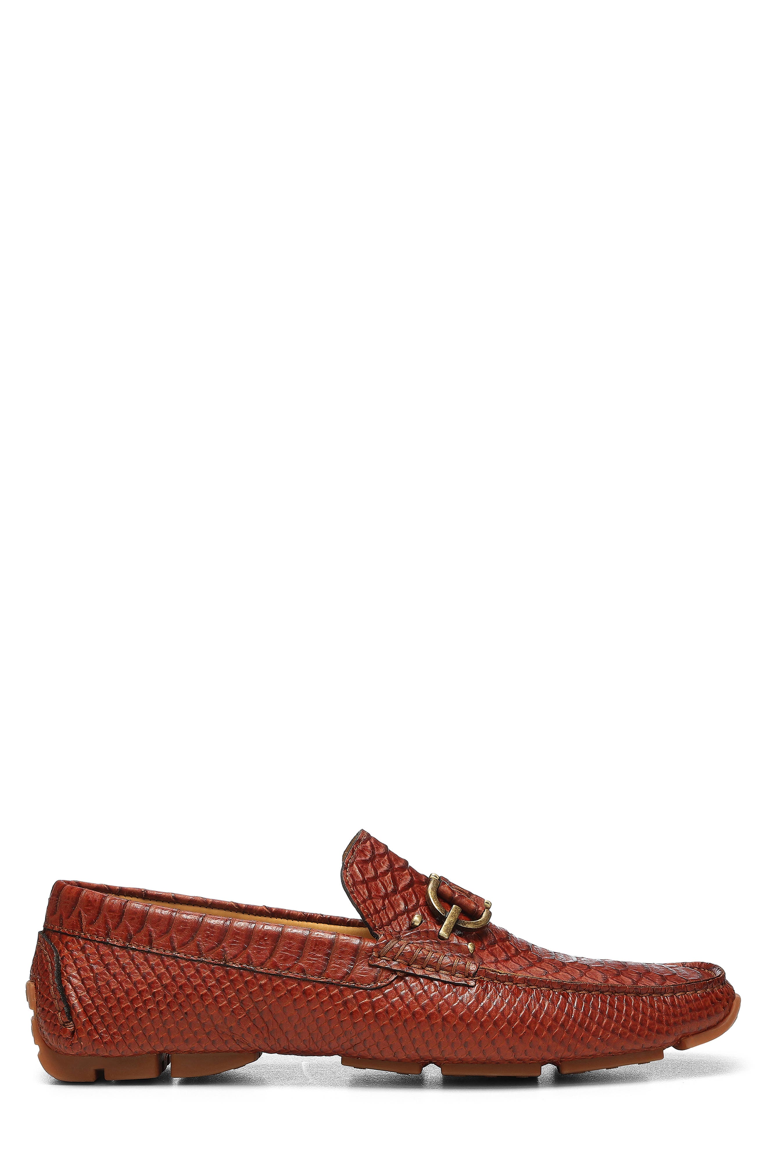 Donald Pliner Dacio II Snakeskin Embossed Driving Loafer, Alternate, color, Cognac