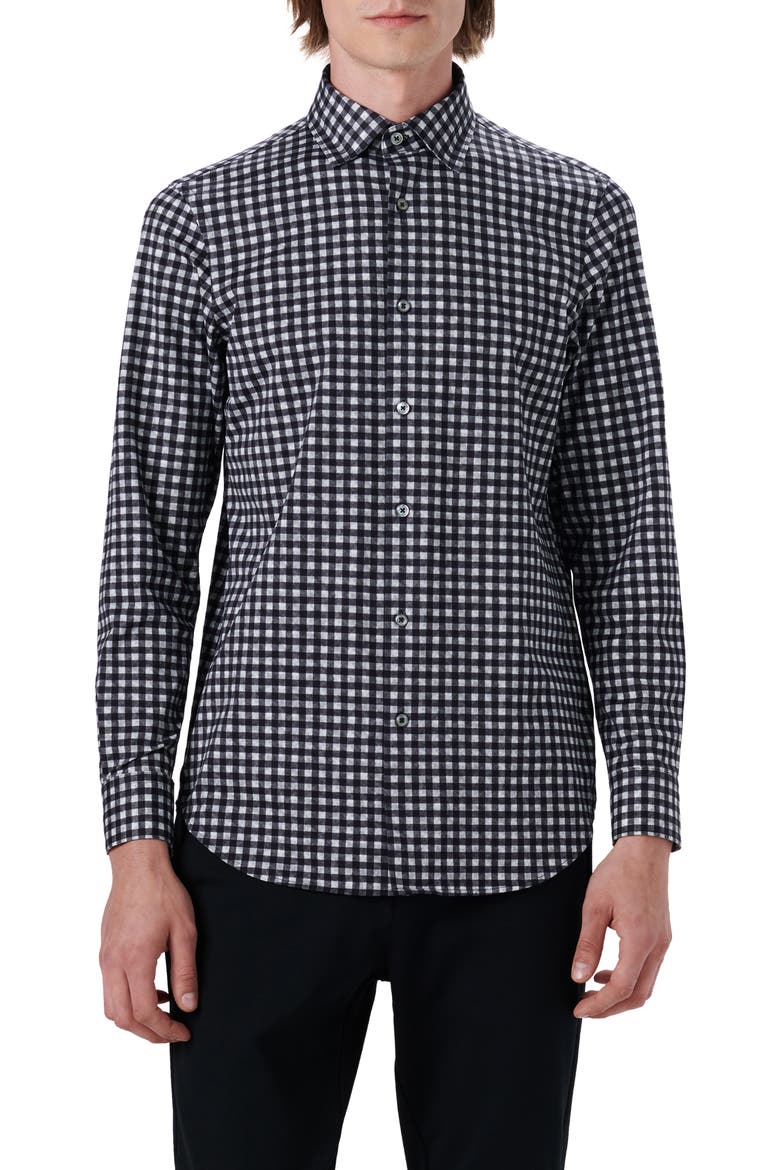 OoohCotton® Shepherd Check Button-Up Shirt, Main, color, GRAPHITE