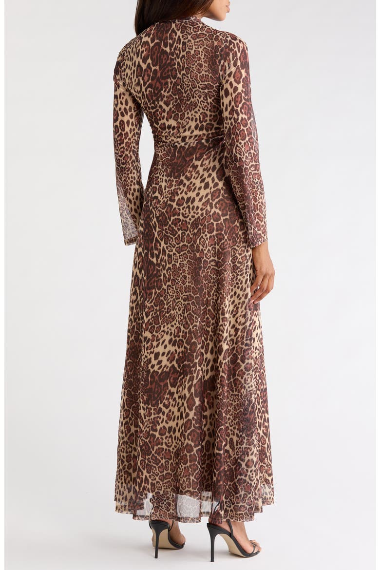 Leopard Print Long Sleeve Jersey Maxi Dress, Alternate, color, LEOPARD