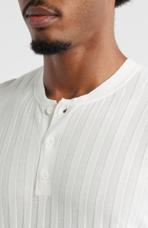 Open Edit Short Sleeve Henley Sweater In White
