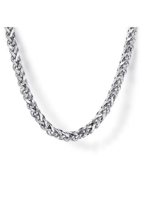 Facets Sterling Silver Wheat Chain Necklace