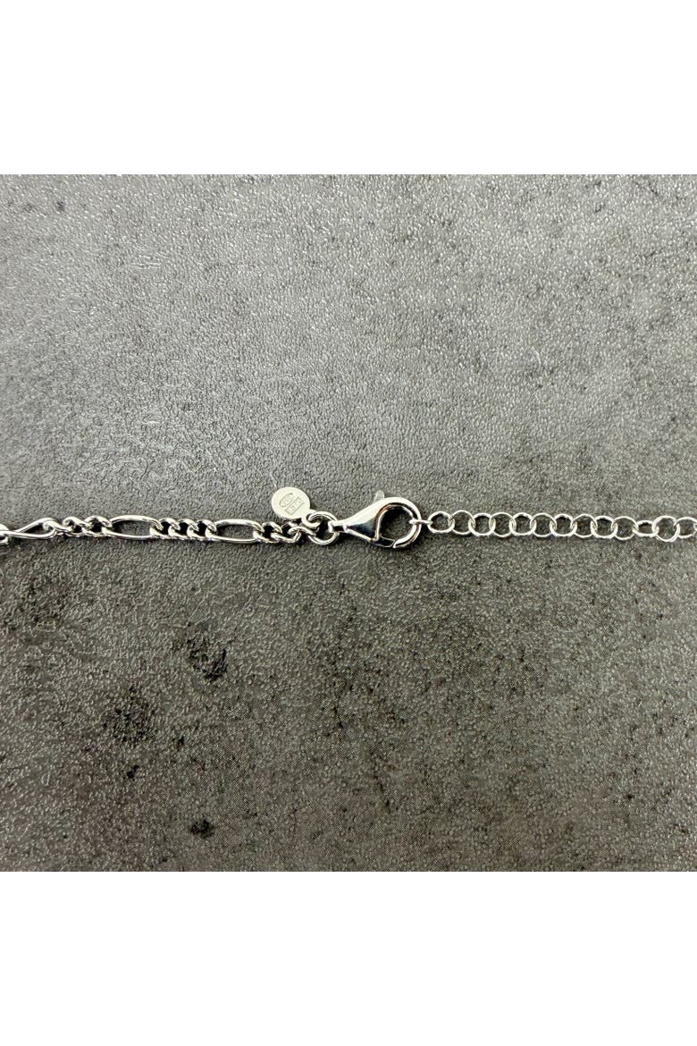 Figaro Heart Padlock Necklace, Alternate, color, Sterling Silver