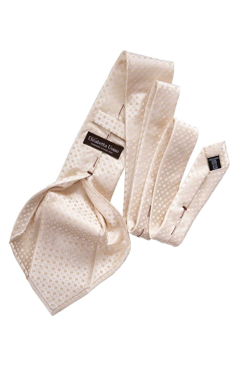 Elizabetta Barbera - Extra Long Silk Jacquard Tie for Men, Alternate, color, Champagne