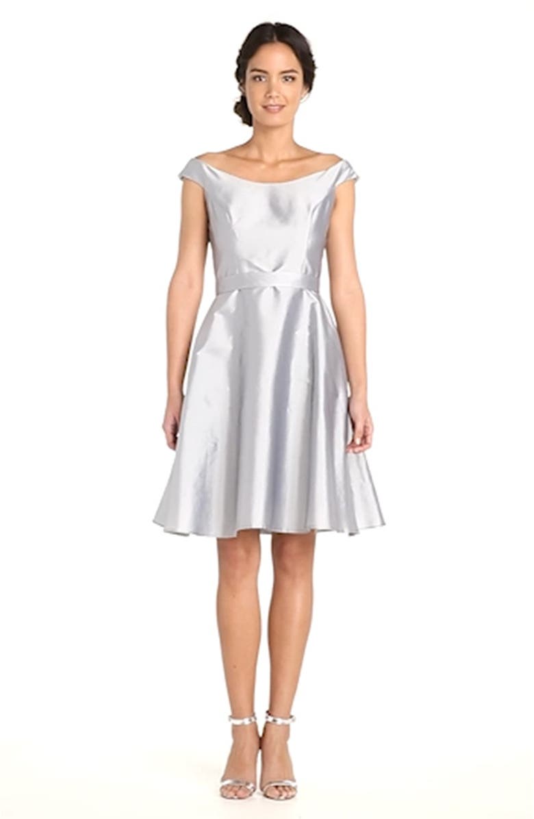Alfred Sung Dupioni Fit & Flare Dress, Alternate, color, 