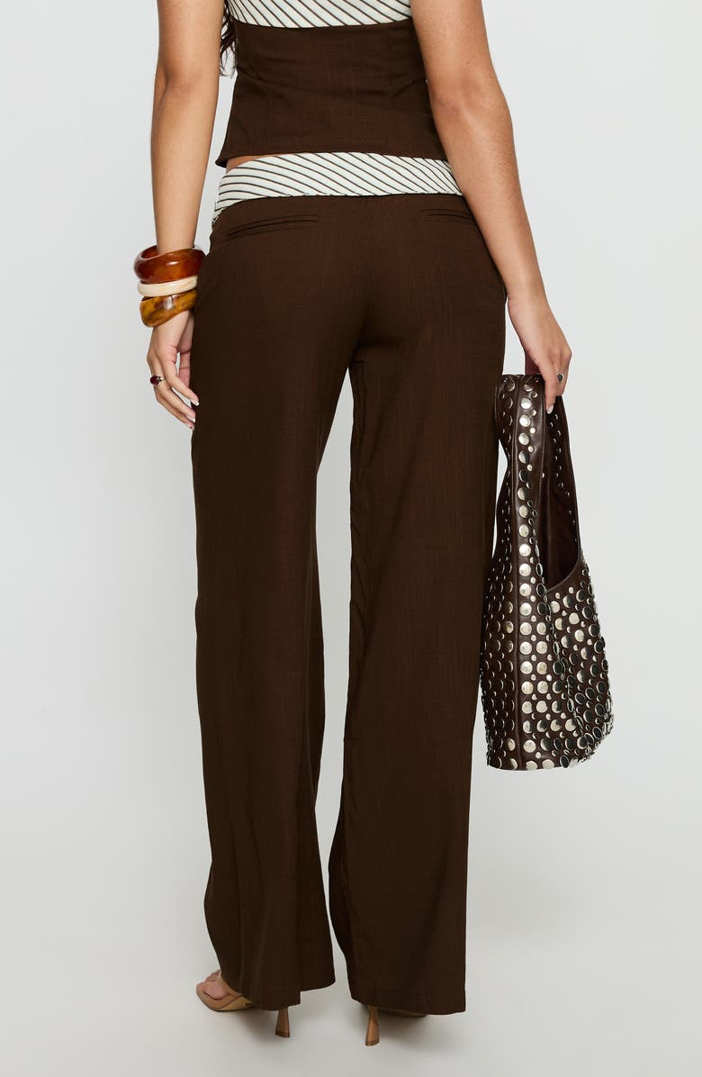 Princess Polly Past Life Foldover Waist Wide Leg Pants, Alternate, color, Brown / Stripe