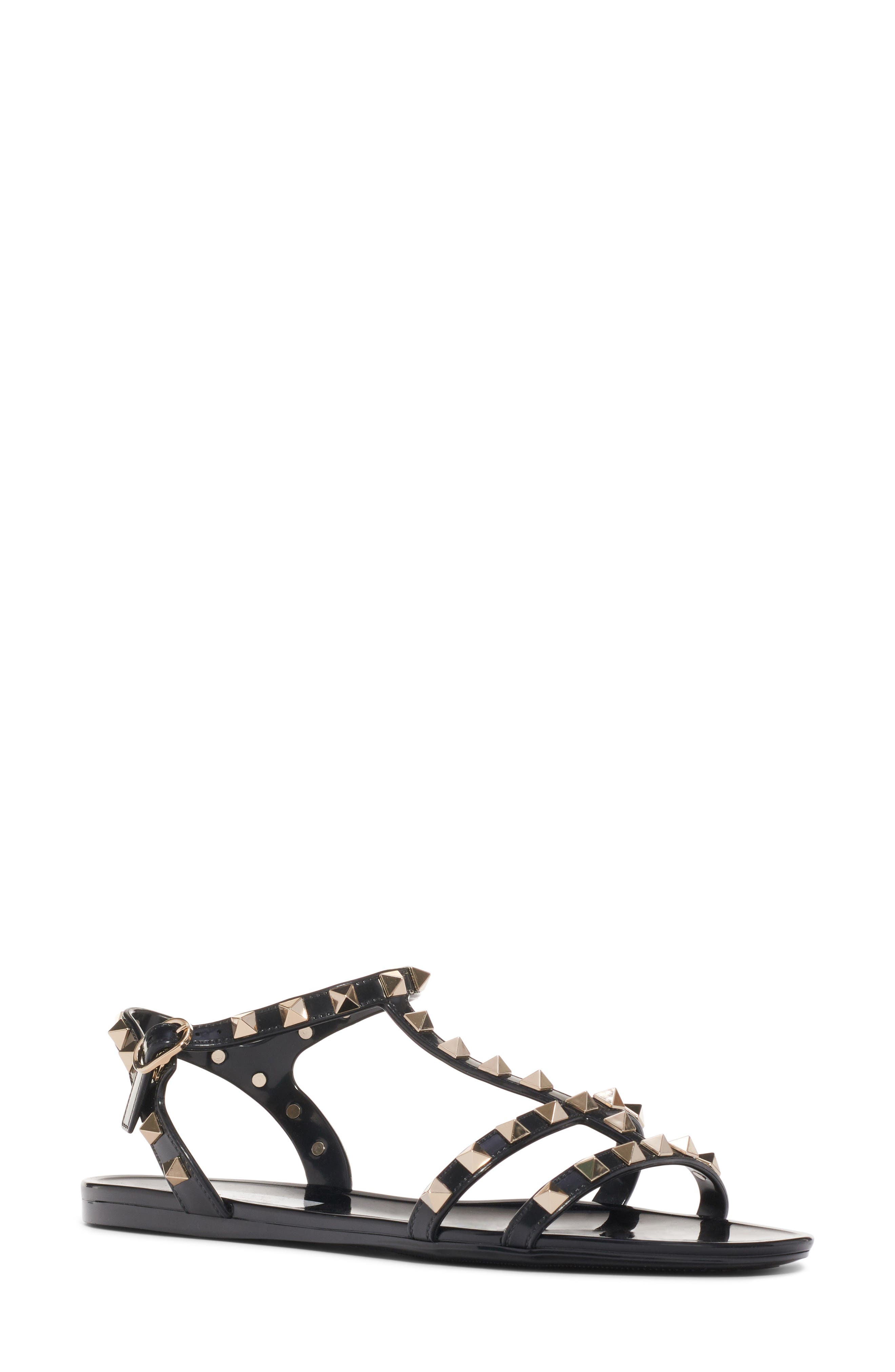 Rockstud Sandal, Main, color, NERO
