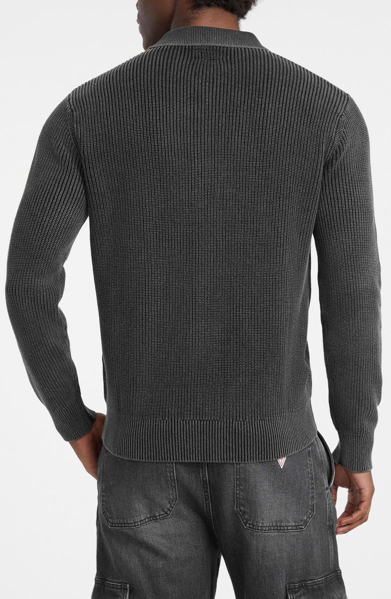 GUESS JEANS Organic Cotton Half Zip Sweater, Alternate, color, Black