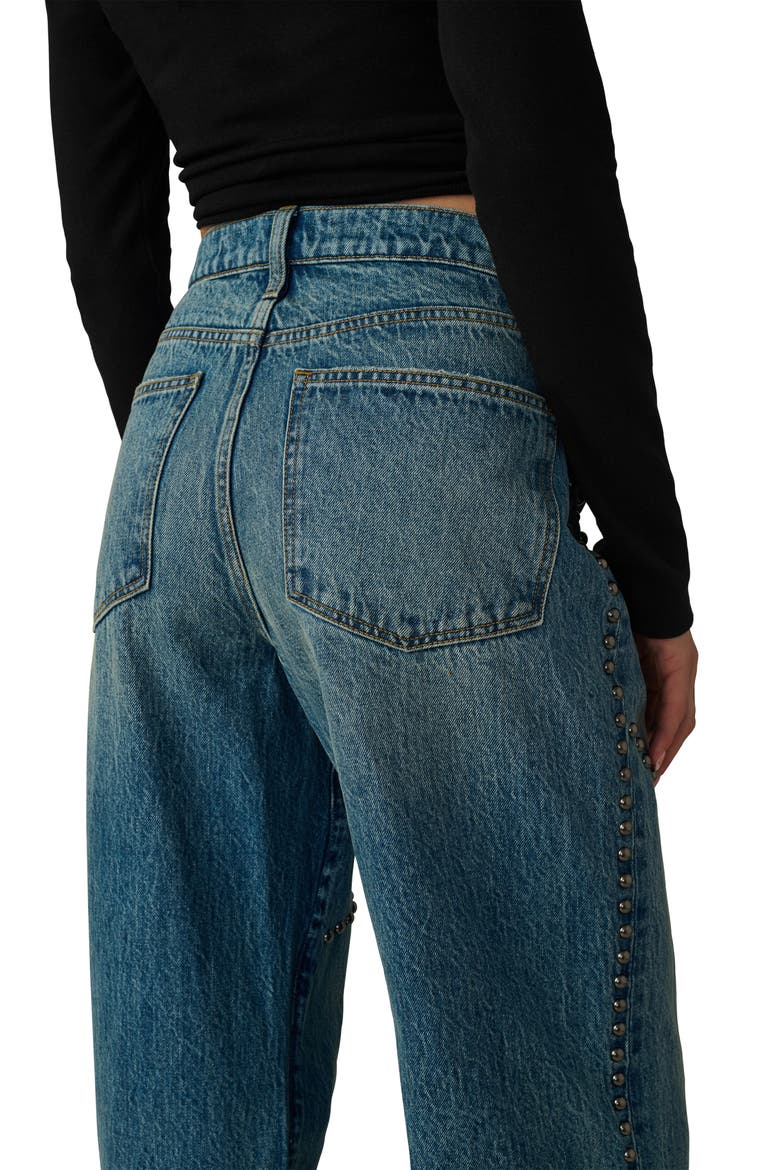 The Harlowe Embellished High Waist Wide Leg Jeans, Alternate, color, MELLOW