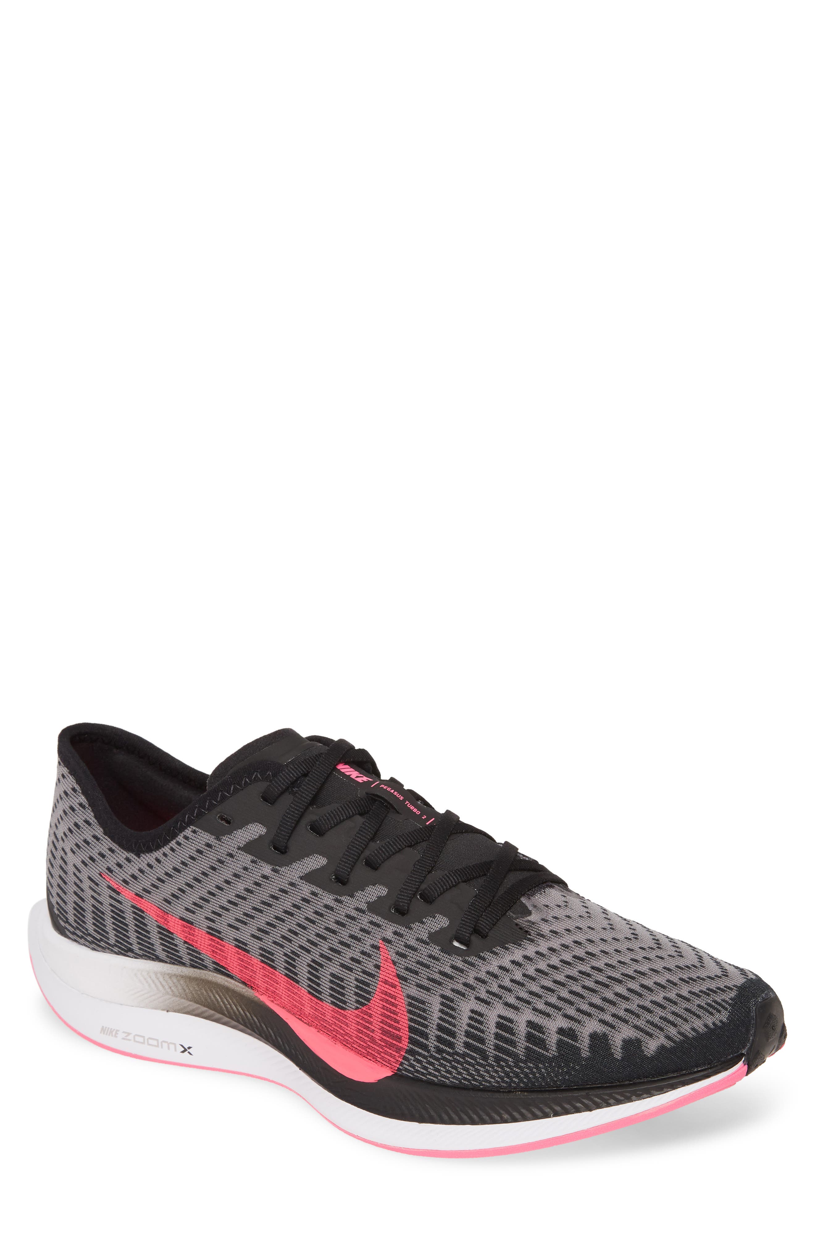 Zoom Pegasus Turbo 2 Running Shoe, Main, color, BLACK/ PINK BLAST/ GREY