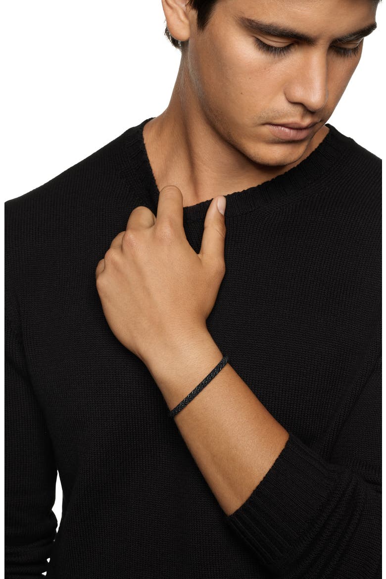 Men's Sculpted Cable Cuff Bracelet in Black Titanium & Black Diamonds, 5.5mm, Alternate, color, BLACK TITANIUM
