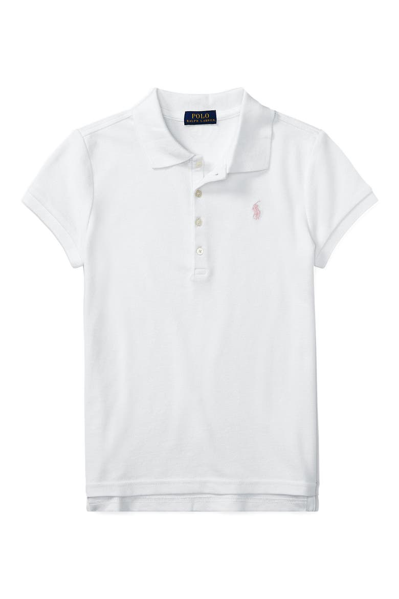 Kids' Stretch Cotton Mesh Polo, Main, color, WHITE
