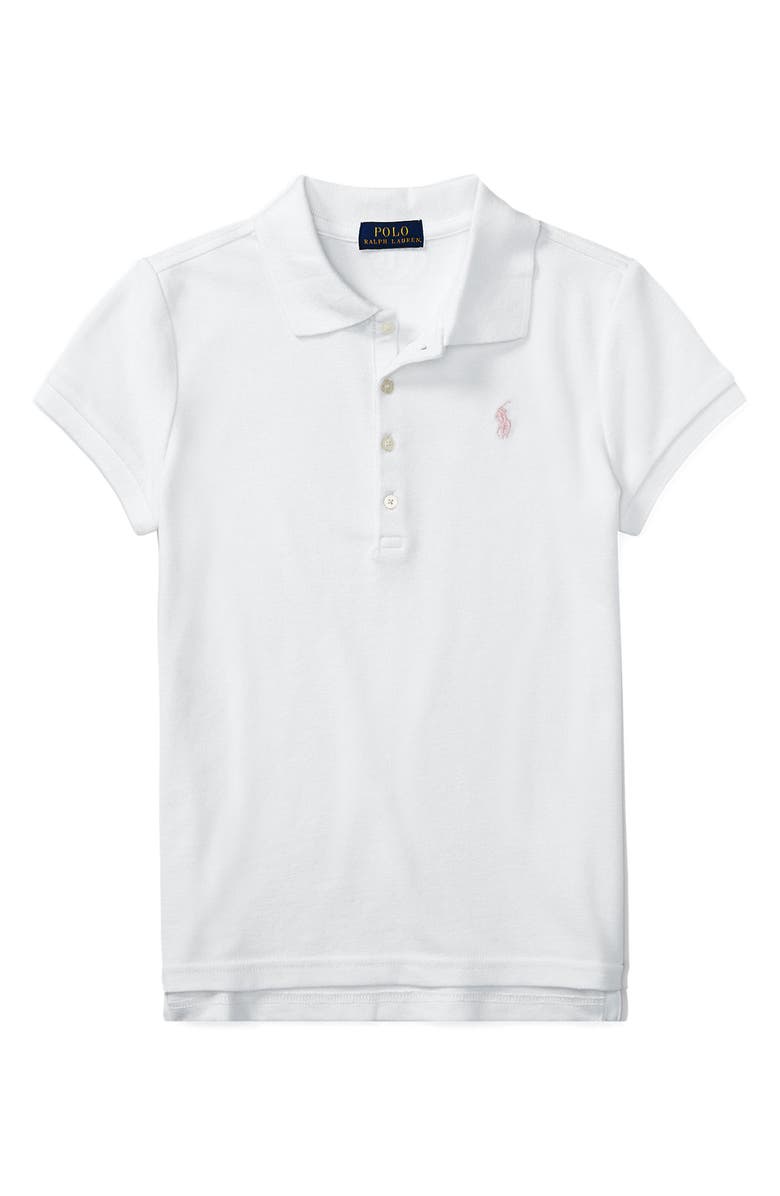 Polo Ralph Lauren Kids' Stretch Cotton Mesh Polo, Main, color, White