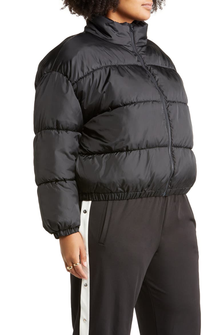 Water-Resistant Crop Puffer Jacket, Alternate, color, BLACK