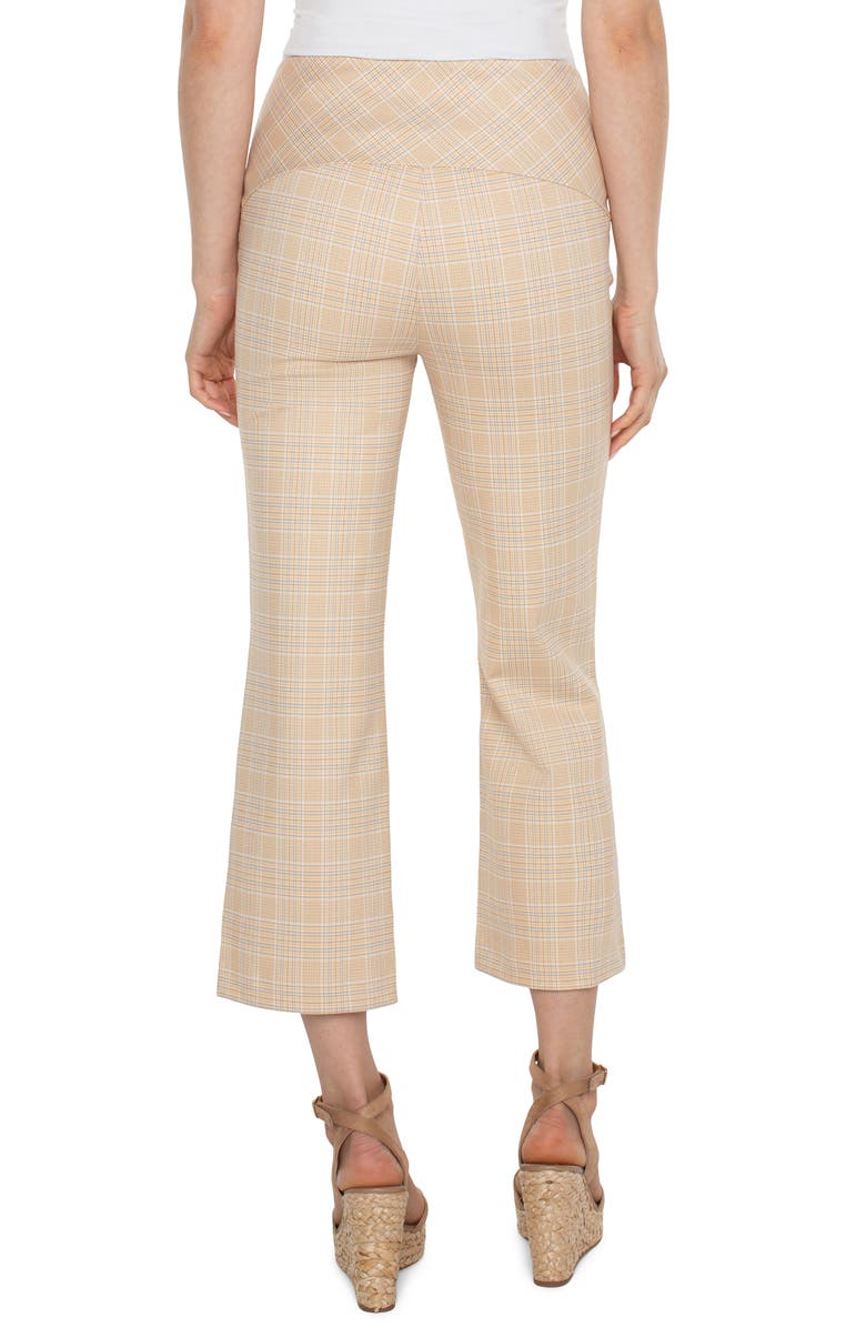 Liverpool Stella Plaid Crop Flare Ponte Pants, Alternate, color, Flxn Gld Gl Pld