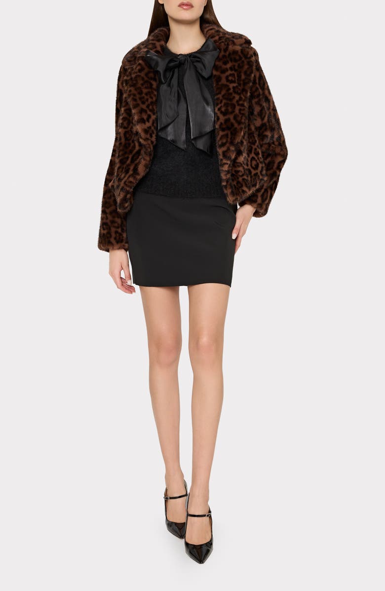 Milly Arya Faux Fur Jacket, Alternate, color, Brown Mult