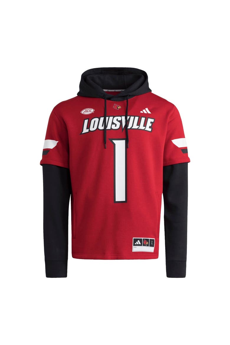 Men's adidas  Red Louisville Cardinals Jersey Pullover Hoodie, Alternate, color, Red
