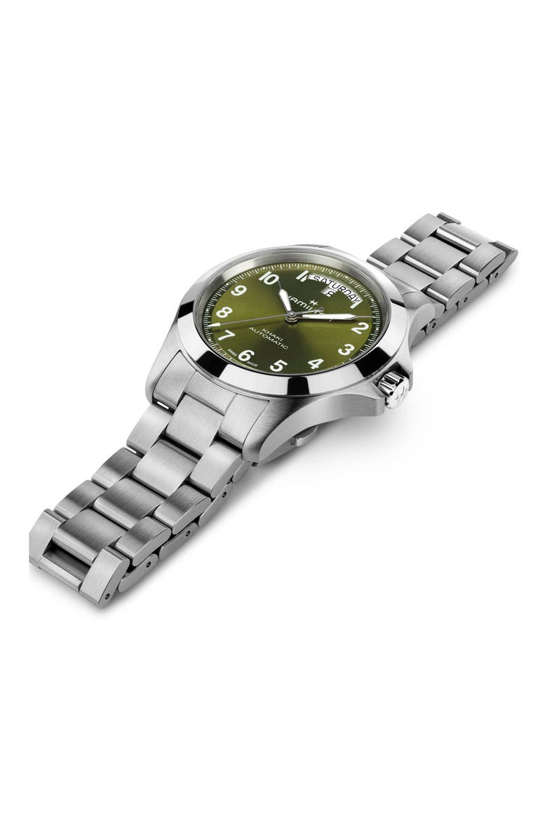 Khaki Field King Automatic Bracelet Watch, 40mm, Alternate, color, GREEN