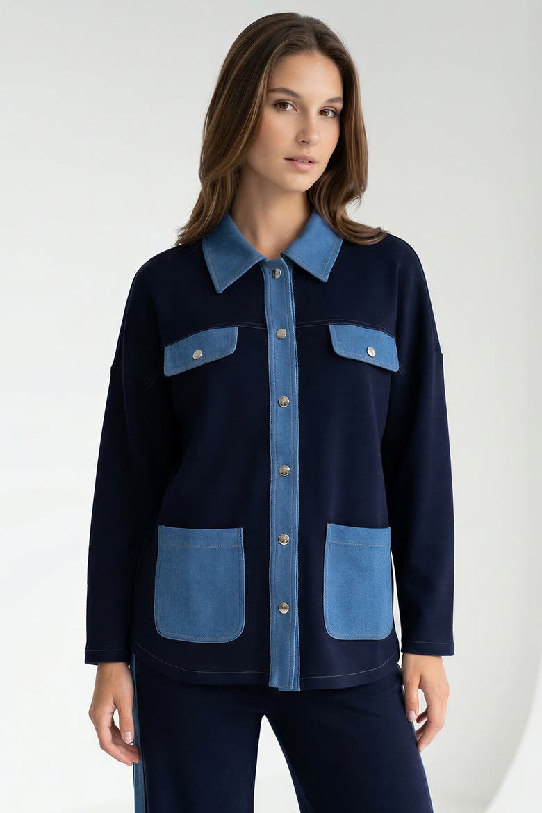 Makena Long Sleeve Pocket Knit Jacket, Alternate, color, Navy Blue