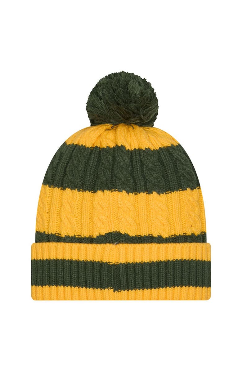 New Era Women's New Era Green Green Bay Packers Braided Cuffed Knit Hat with Pom, Alternate, color, Green