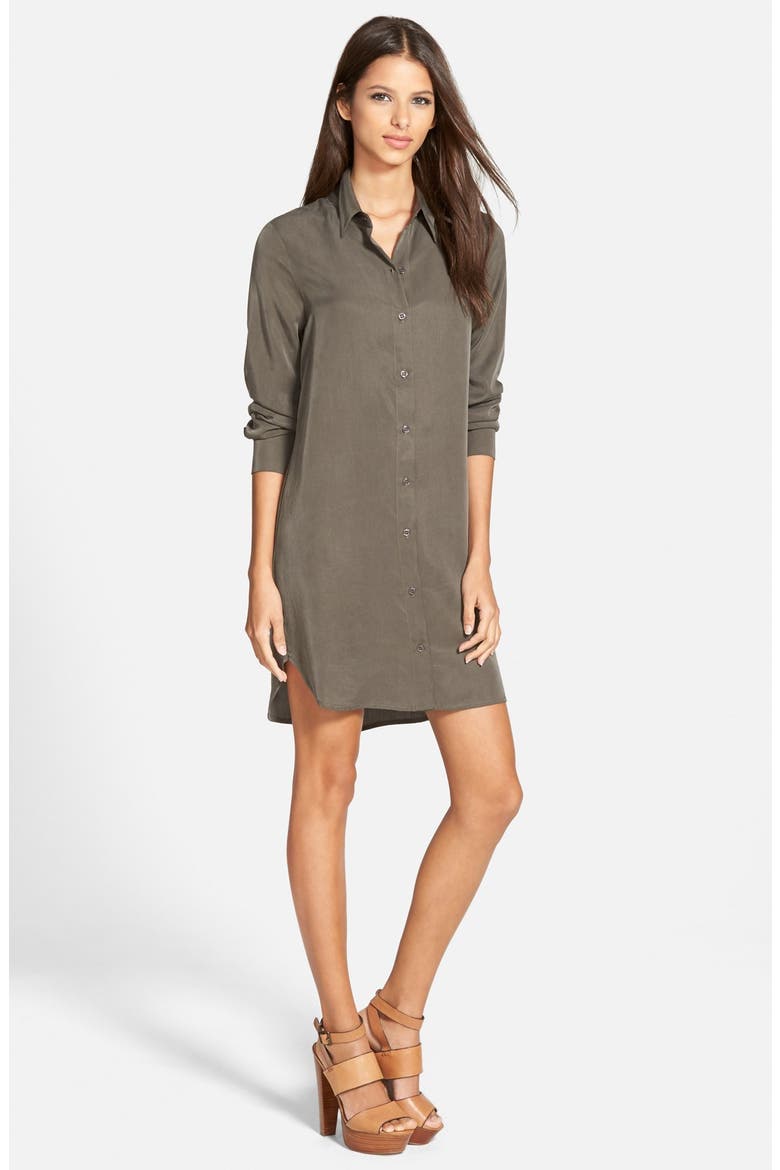 Button Front Shirtdress, Alternate, color, OLIVE