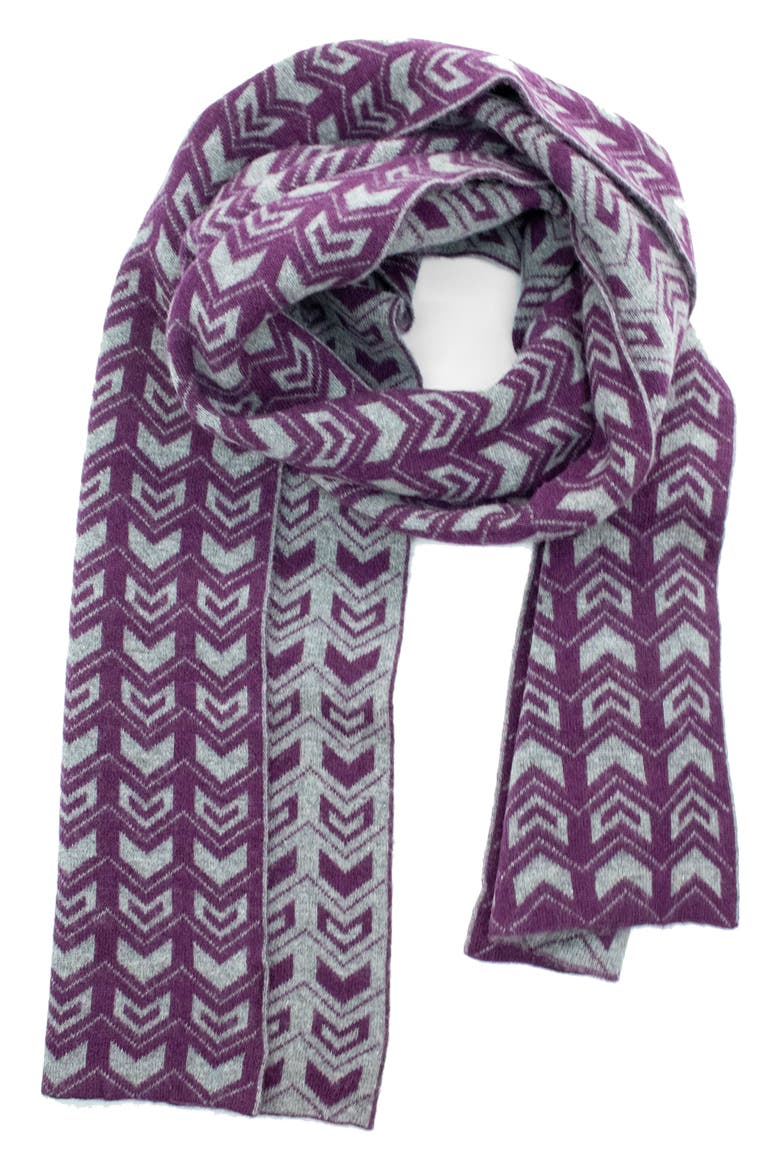 Jacquard Knit Scarf, Main, color, PRUNE/ HEATHER GREY