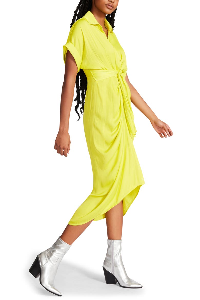 Tori Tie Waist Satin Midi Shirtdress, Alternate, color, SULPHUR SPRING