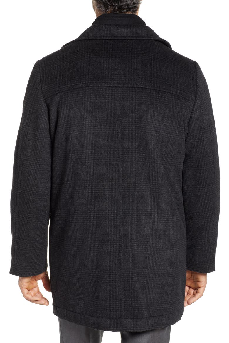 MacBeth Wool Blend Car Coat with Bib, Alternate, color, CHARCOAL PLAID
