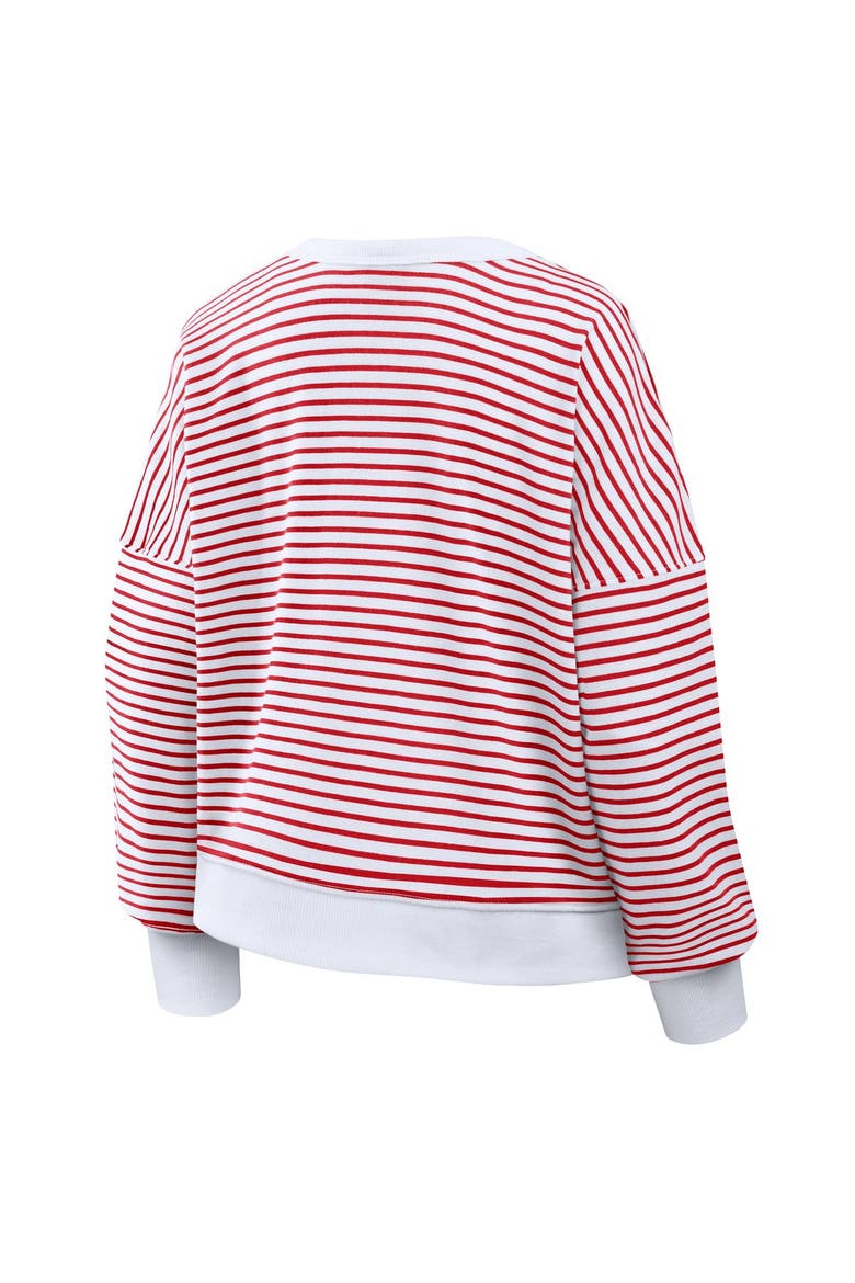 Women's Fanatics White/Red Kansas City Chiefs Striped Oversized French Terry Sweatshirt, Alternate, color, White
