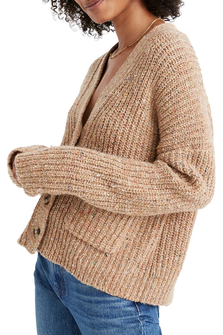 Speckled Rib Cardigan Sweater, Alternate, color, MARLED ACORN