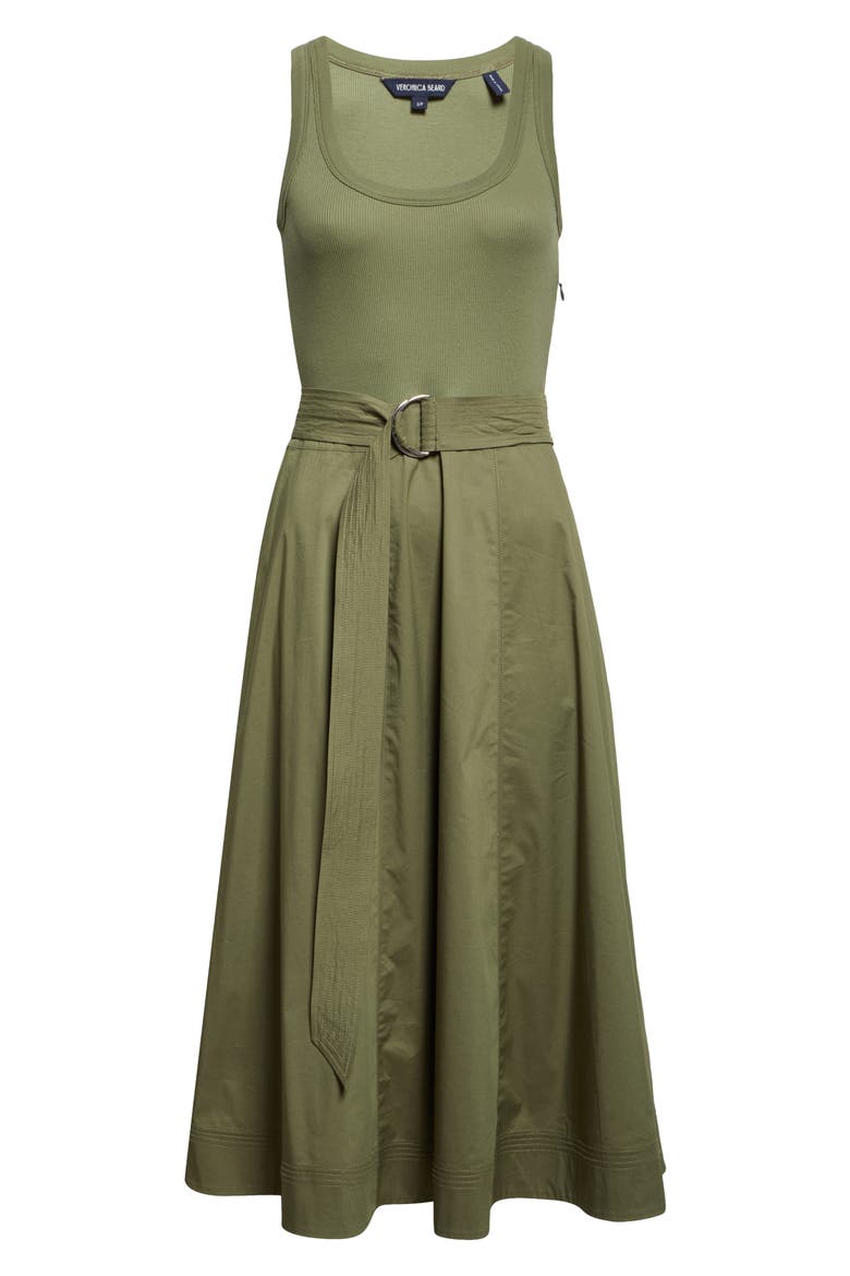 Ennis Mixed Media Stretch Cotton Dress, Alternate, color, STONE ARMY