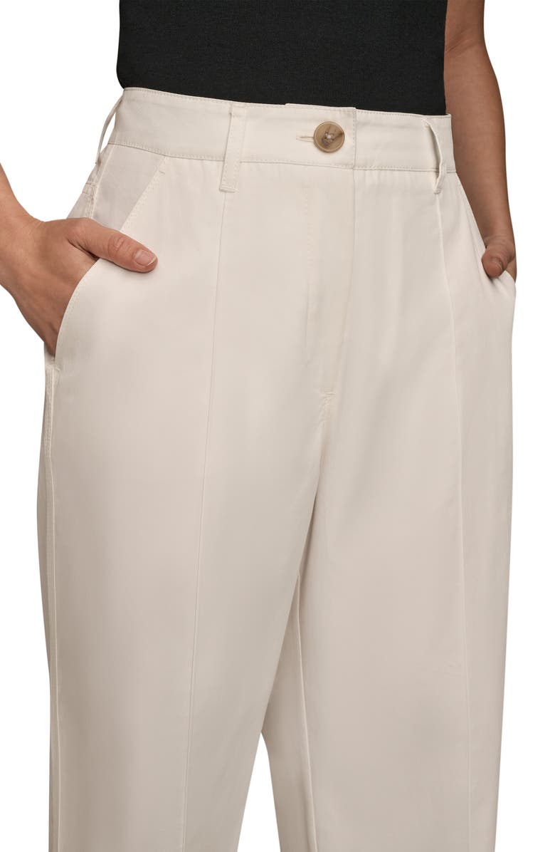 Donna Karan New York Pintuck High Waist Cotton Wide Leg Pants, Alternate, color, Cream