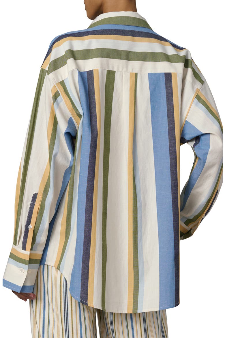 The Boyfriend Stripe Cotton Blend Shirt, Alternate, color, AZURE VARIEGATED S