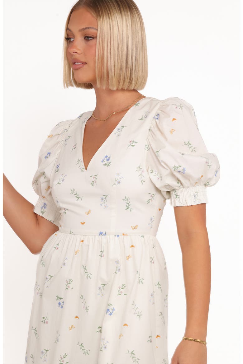 Steele Puff Sleeve Cotton Midi Dress, Alternate, color, FLORAL