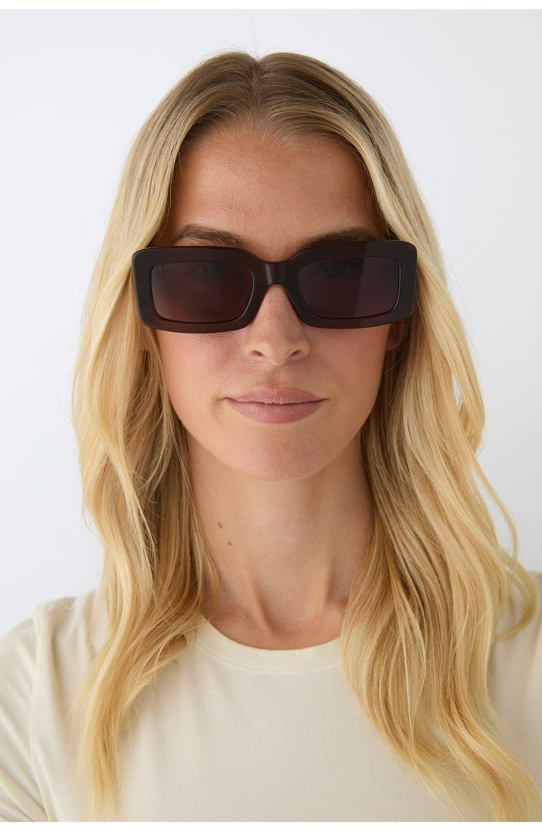 DIFF Indy 51mm Polarized Rectangular Sunglasses, Alternate, color, Brown
