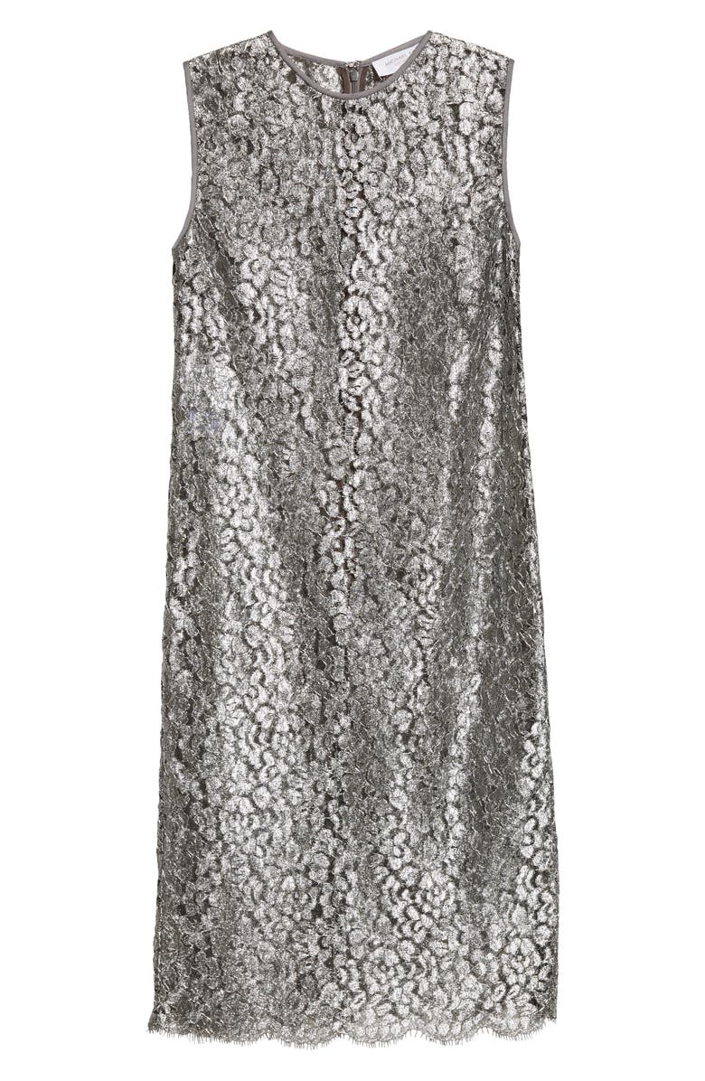 Michael Kors Collection Metallic Crochet Lace Sheer Sheath Dress, Alternate, color, 