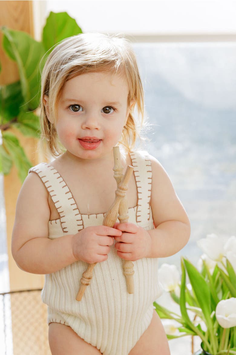 Looms Stitch Collection - Whip Knit Romper, Alternate, color, Natural