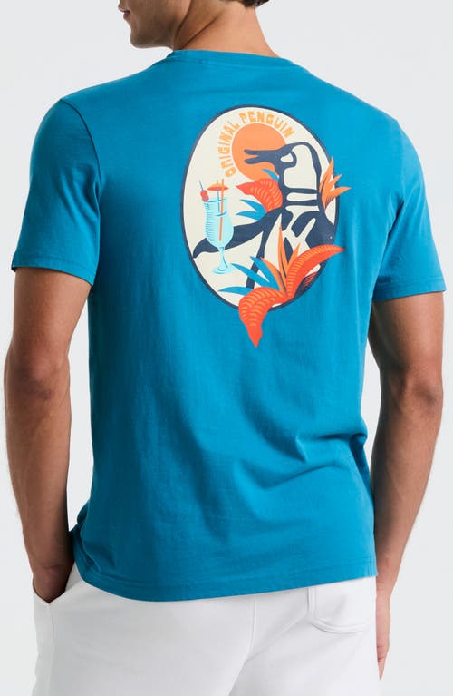 Original Penguin Cocktail Pete Cotton Graphic T-shirt In Mosaic Blue