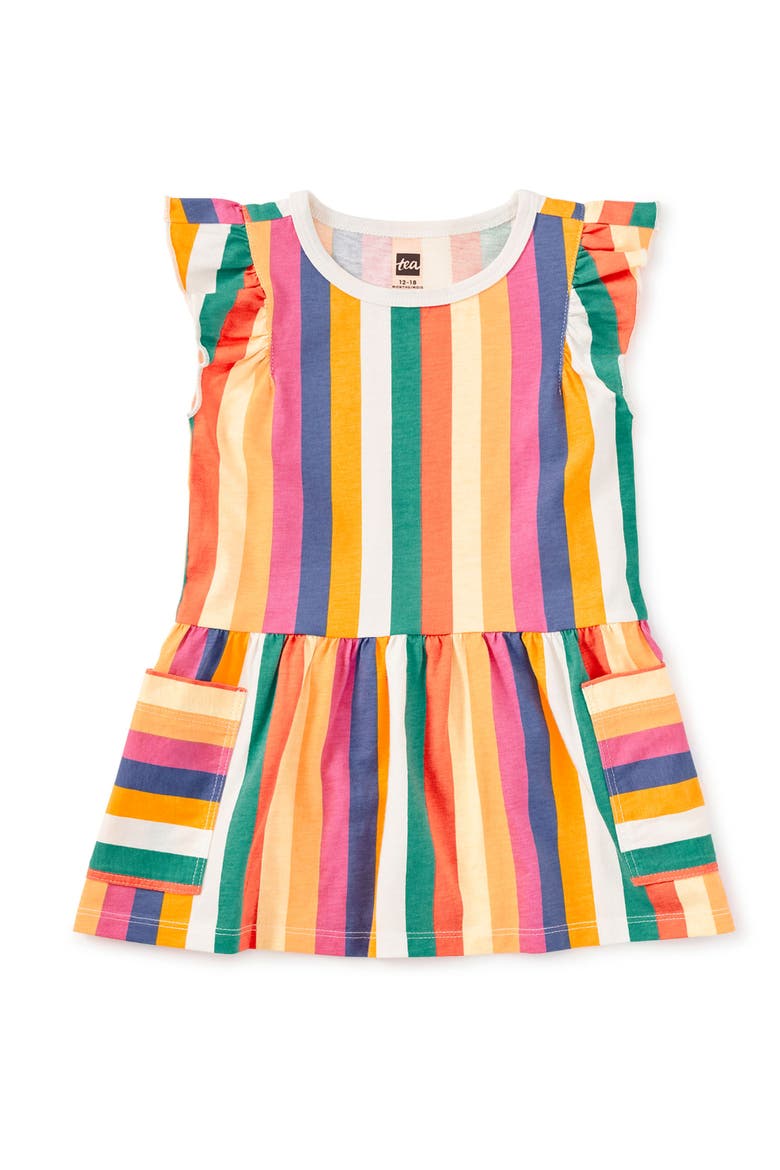 Flutter Sleeve Pocket Dress, Alternate, color, Lamu Sunset Stripe
