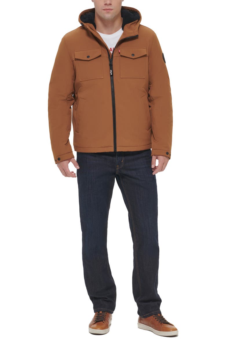 Soft Shell Faux Shearling Lined Jacket, Alternate, color, BROWN