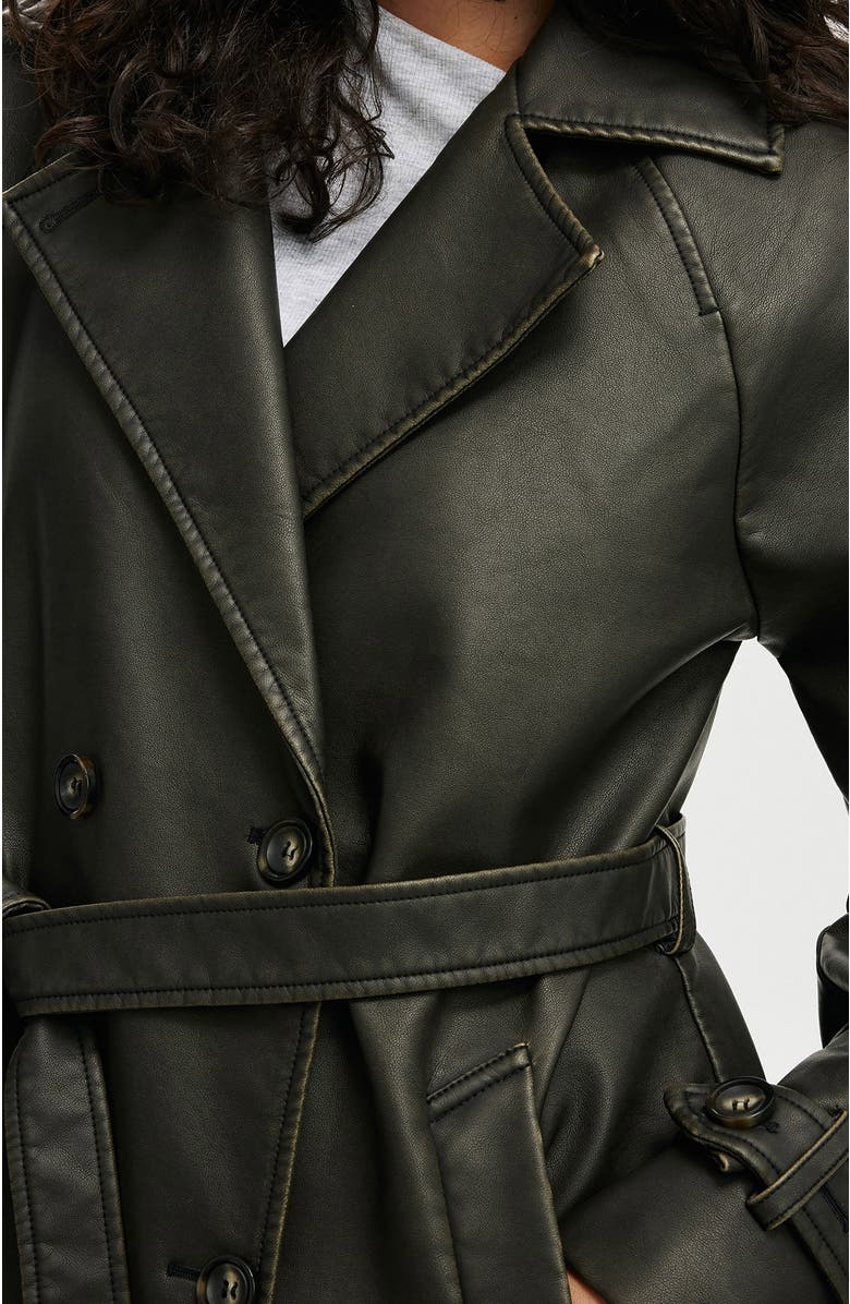 Cotton On Chicago Faux Leather Trench Coat, Alternate, color,